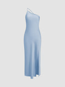 Elegant Open Back Satin Maxi Dress with Side Split – Long Sleeve Formal Dress for Women 11