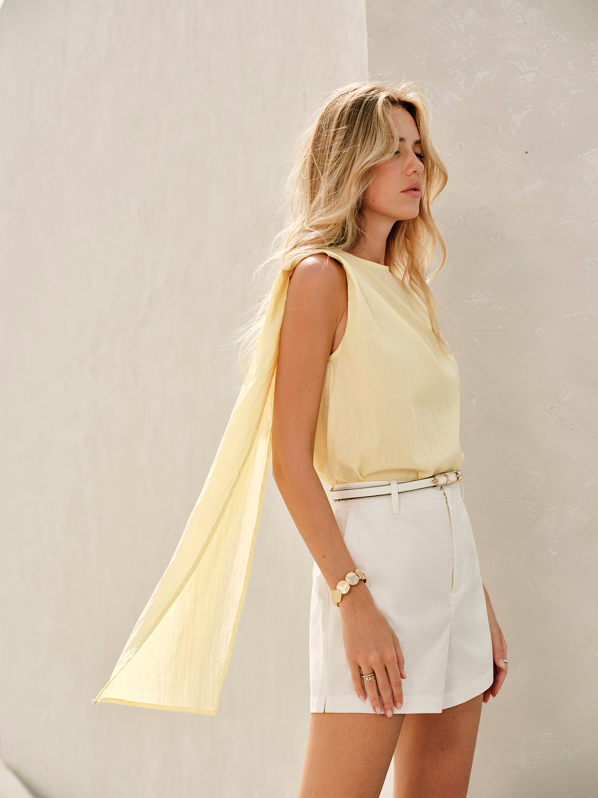 Elegant Semi-Sheer Pastel Top for Women – Sleeveless Cowl Neck Blouse