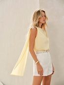 Elegant Semi-Sheer Pastel Top for Women – Sleeveless Cowl Neck Blouse 1