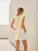 Elegant Semi-Sheer Pastel Top for Women – Sleeveless Cowl Neck Blouse 3