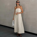 Elegant Strapless Maxi Dress for Women in Lightweight Linen – Flattering Summer Long Dress for Casual and Formal Occasions 0