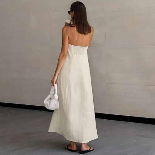 Elegant Strapless Maxi Dress for Women in Lightweight Linen – Flattering Summer Long Dress for Casual and Formal Occasions 3