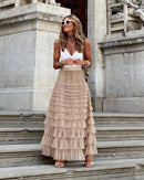 Elegant Tule Maxi Skirt with Elastic Waistband – Versatile and Flattering Design 0