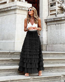 Elegant Tule Maxi Skirt with Elastic Waistband – Versatile and Flattering Design 1