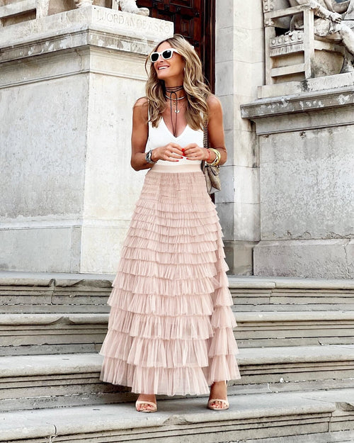 Elegant Tule Maxi Skirt with Elastic Waistband – Versatile and Flattering Design 2