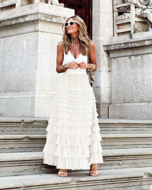 Elegant Tule Maxi Skirt with Elastic Waistband – Versatile and Flattering Design 4