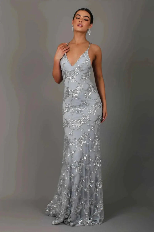 Elegant V-Neck Sequin Maxi Dress: Dazzling Glamour for Special Occasions 2