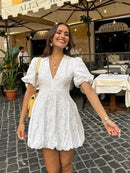 Elegant White Dress with Embroidered Ruffles – Versatile Summer Fashion 2