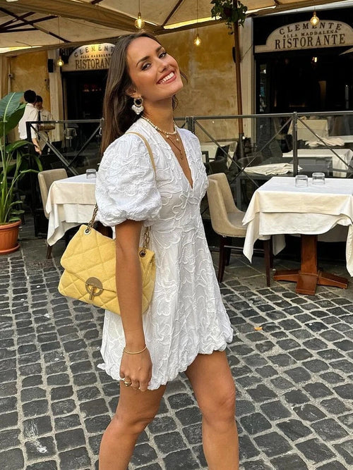 Elegant White Dress with Embroidered Ruffles – Versatile Summer Fashion 3