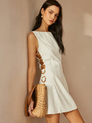 Elegant Women's Linen Cut-Out Summer Dress – Lightweight and Breathable Sleeveless Design for Warm Weather 0