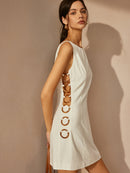 Elegant Women's Linen Cut-Out Summer Dress – Lightweight and Breathable Sleeveless Design for Warm Weather 4