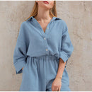 Women's White Linen Two-Piece Summer Set – Lightweight Shirt & Relaxed Pants