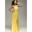 Women's Sleeveless V-Neck Flowing Occasion Dress – Elegant Party Wear