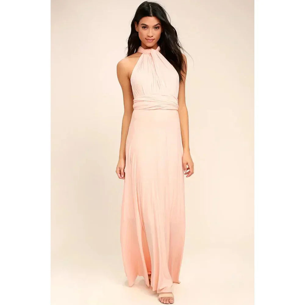 Women's Sleeveless V-Neck Flowing Occasion Dress – Elegant Party Wear