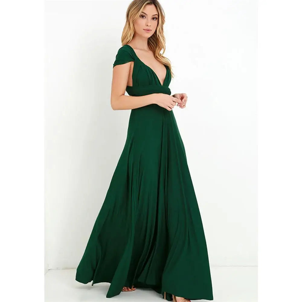 Women's Sleeveless V-Neck Flowing Occasion Dress – Elegant Party Wear