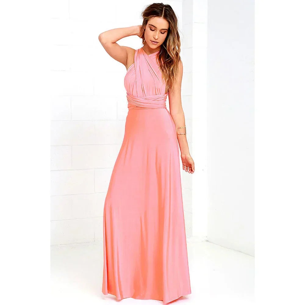 Women's Sleeveless V-Neck Flowing Occasion Dress – Elegant Party Wear