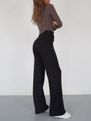 High-Waist Trousers with Straight Legs – Versatile and Comfortable Pants for Any Occasion 1