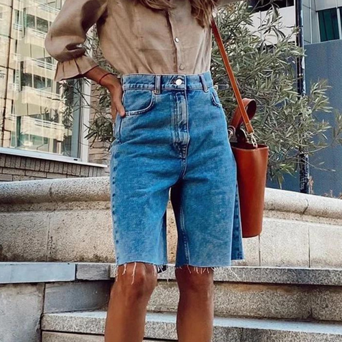 High Waist Women's Denim Shorts – Trendy Casual Jorts for Summer Comfort and Style 0