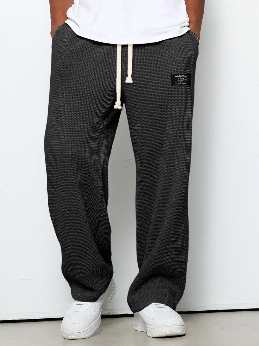 Men's Wide-Leg  Relaxed Fit Lounge Pants – Honeycomb Texture