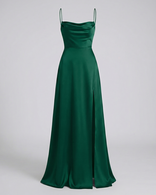 Flowing Silk Maxi Evening Dress
