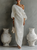 Ivory White One-Shoulder Maxi Dress: Effortless Style for Special Occasions 1