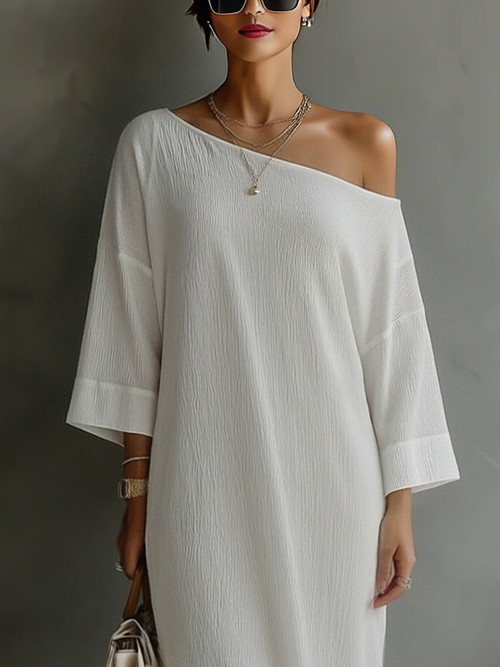 Ivory White One-Shoulder Maxi Dress: Effortless Style for Special Occasions 3