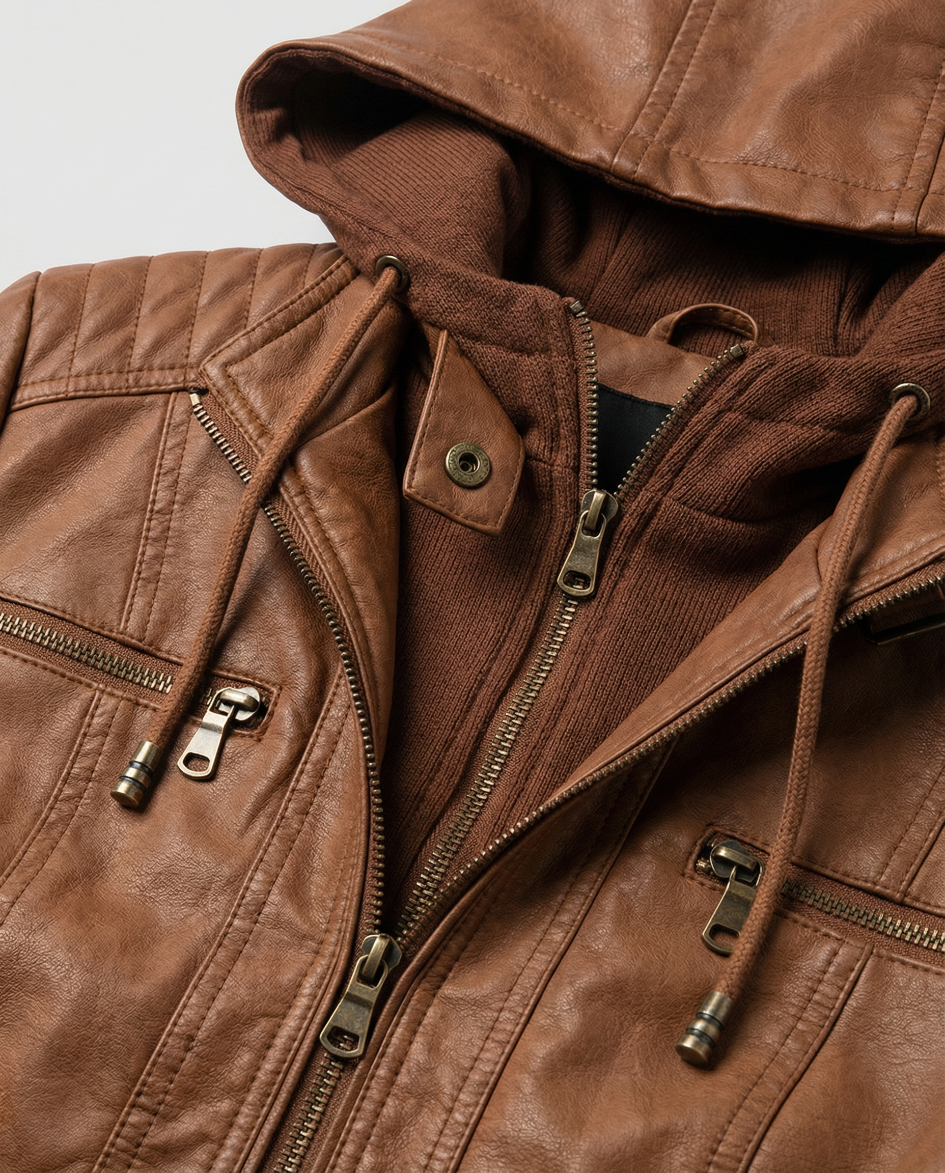 Womens Weatherproof Leather Jacket With Hood – Waterproof Stylish Coat