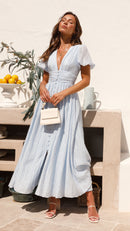 Summer Midi Dress with V-Neck