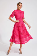 Lace Midi Dress – Elegant Scoop Neckline for Weddings and Special Events