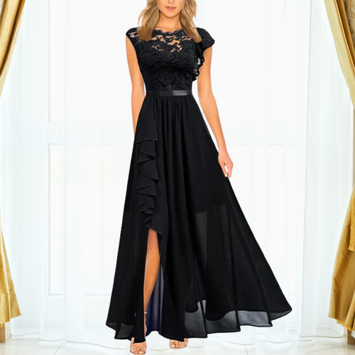 Lace and Chiffon Maxi Dress: Effortless Style for Wedding Guests 1