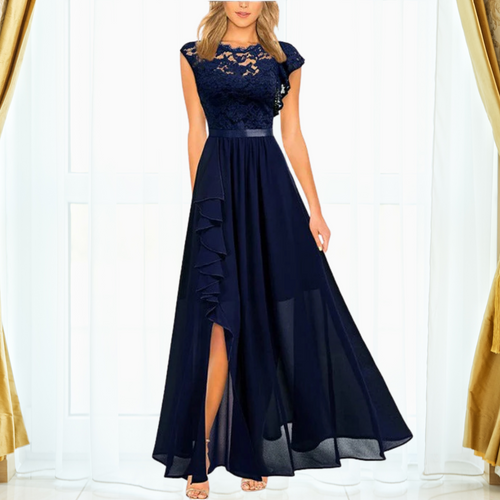 Lace and Chiffon Maxi Dress: Effortless Style for Wedding Guests 2