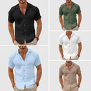 Men's Linen Short Sleeve Button-Up Shirt – Casual Summer Shirt