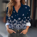 Women's Floral Button-Up Blouse – Long Sleeve Collared Casual Shirt