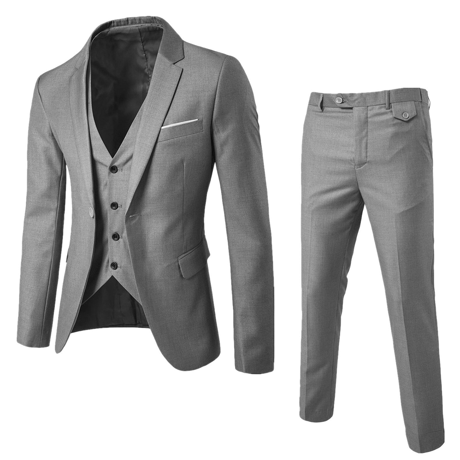 Men’s Elegant 3-Piece Set – Blazer, Pants & Waistcoat Formal Tailored Style