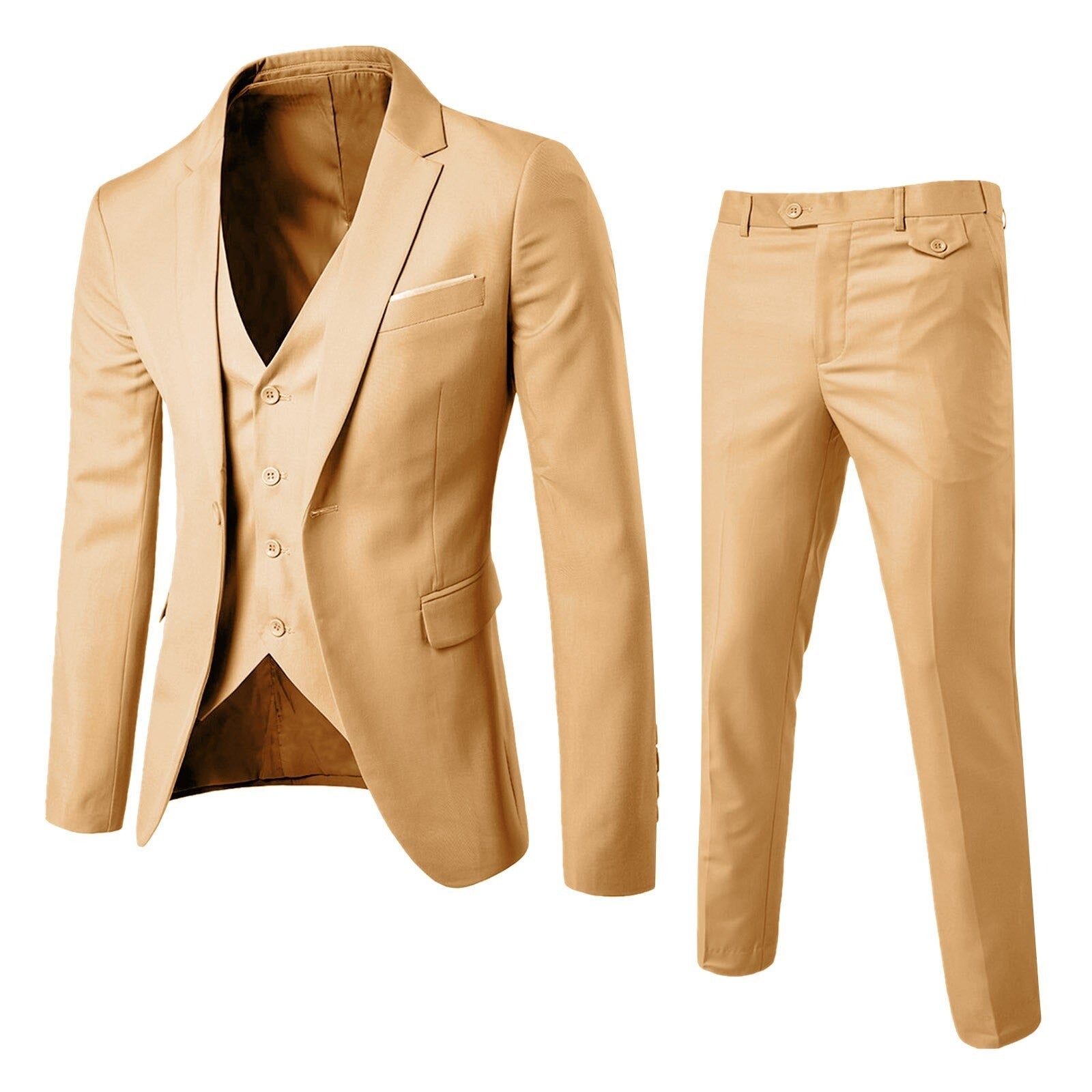 Men’s Elegant 3-Piece Set – Blazer, Pants & Waistcoat Formal Tailored Style