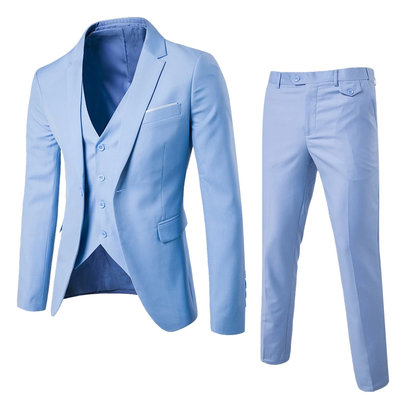 Men’s Elegant 3-Piece Set – Blazer, Pants & Waistcoat Formal Tailored Style