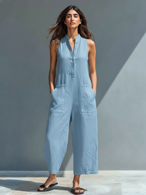 Minimalist Linen Blend Jumpsuit: Effortless Comfort for Everyday Wear 7