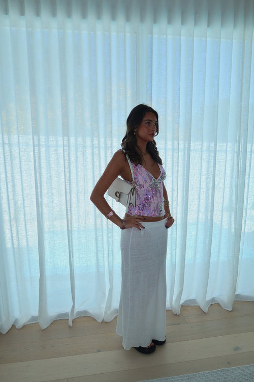 Women's Sequin V-Neck Sleeveless Fitted Top – Sparkly Party Tank Top