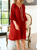 Women’s Casual Ruffle Dress – Hip Length Relaxed Summer Outfit