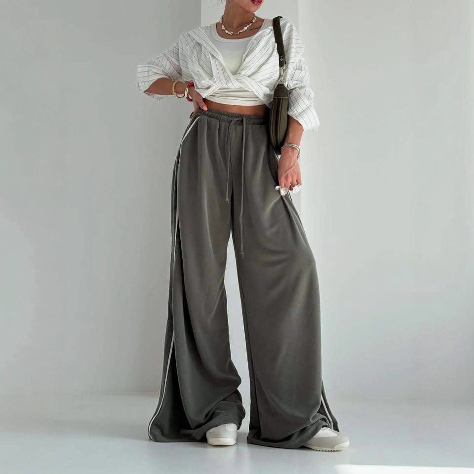 Women’s Wide Leg Sports Trousers – Loose Fit With Side Pockets