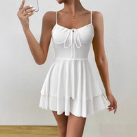 Women’s Classy Skater Dress With Spaghetti Straps – Elegant Flowy Fit Dress