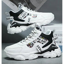 Women's Trendy Platform Sneakers With Letter Imprints And Lace Up Fit