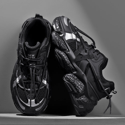 Women's Black Non-Slip Platform Sneakers With Lace Up Comfort