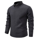 Mens Fine Knit Sweater Modern Collar – Stylish Casual Pullover