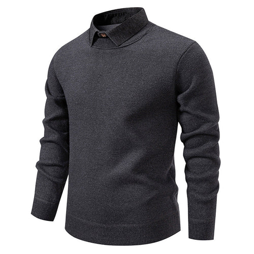 Mens Fine Knit Sweater Modern Collar – Stylish Casual Pullover