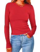 Women’s Fitted Ribbed Long Sleeve Top – Slim Stretch Everyday Shirt