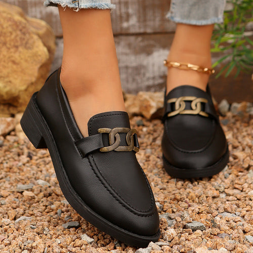 Women’s Elegant Moccasins With Chain Detail – Stylish Comfort Loafers