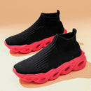 Women's Sock Style Ankle Sneakers With White Sole Lightweight Fit