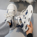 Women's Platform Leather Sneakers With Stylish Lace Up Comfort Fit