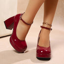 Women’s Elegant Platform Heeled Shoes – Adjustable Strap Comfort Heels